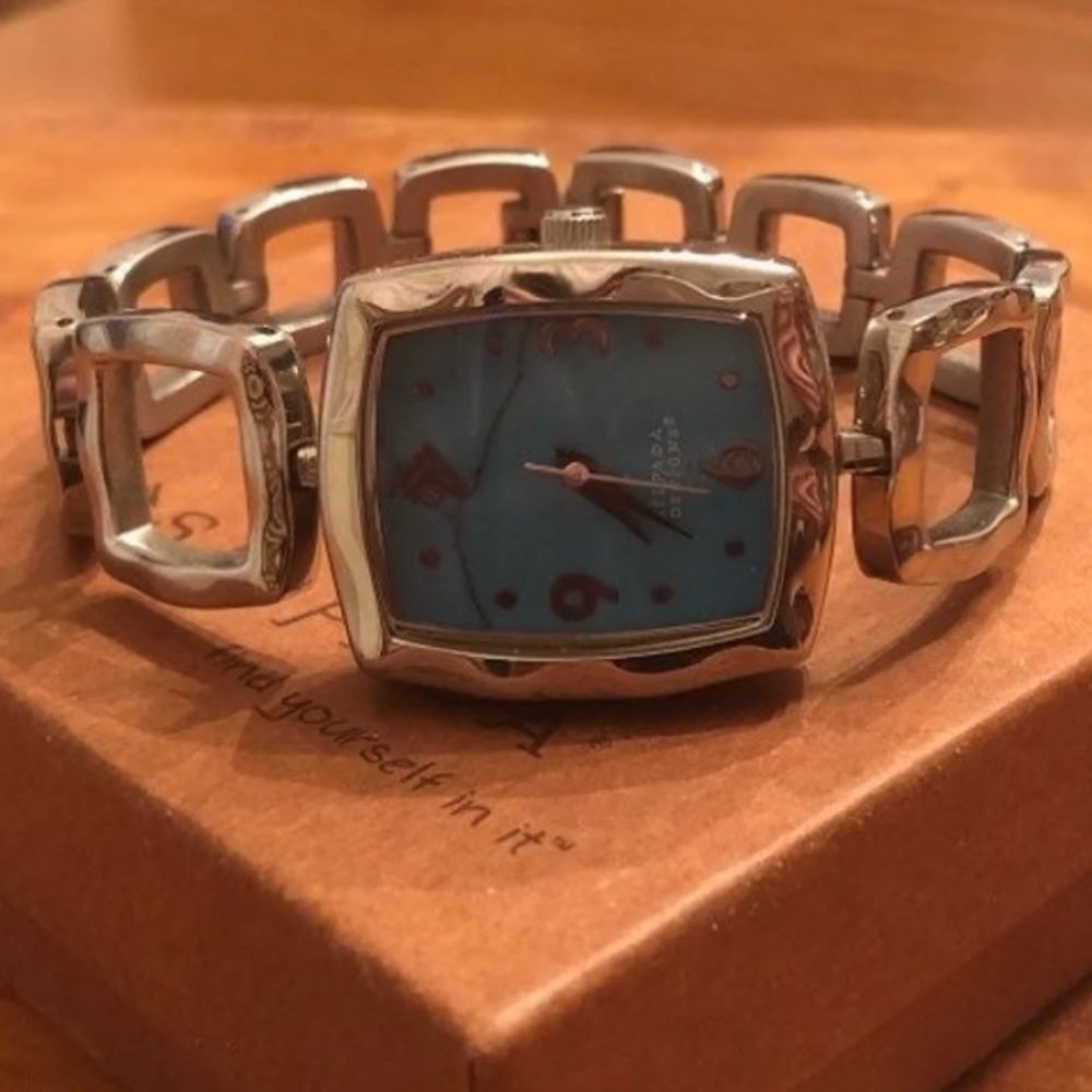Rare Silpada Stainless Steel and Stabilized Turquoise Watch T2128
